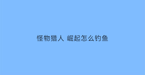 怪物猎人崛起怎么钓鱼(怪物猎人崛起钓不到鱼)